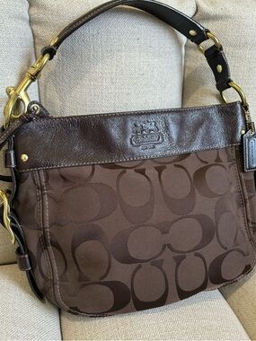 Coach Brown Signature Canvas Zoe Bag